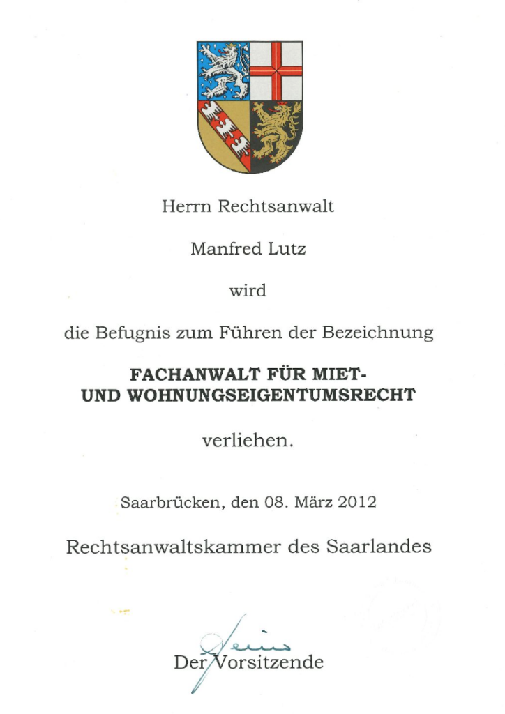 Zertifikat Manfred Lutz